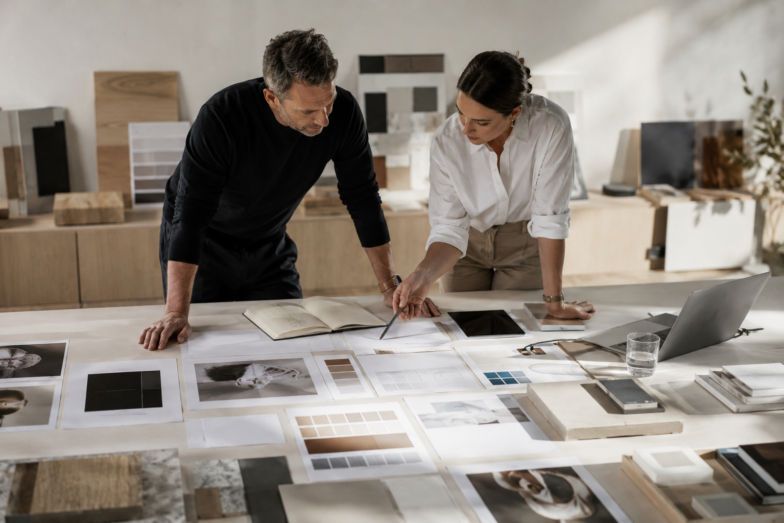 Creative director y estratega alineando identidad visual con roadmap comercial