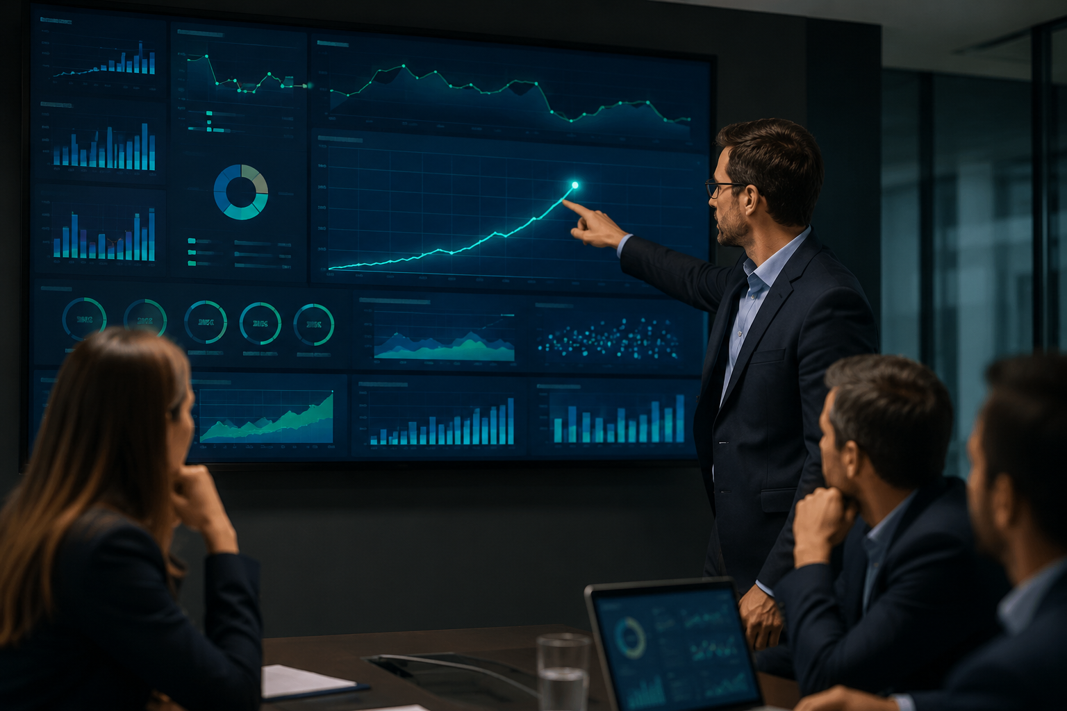 Dashboard estrategico con indicadores de crecimiento eficiencia y escalabilidad empresarial